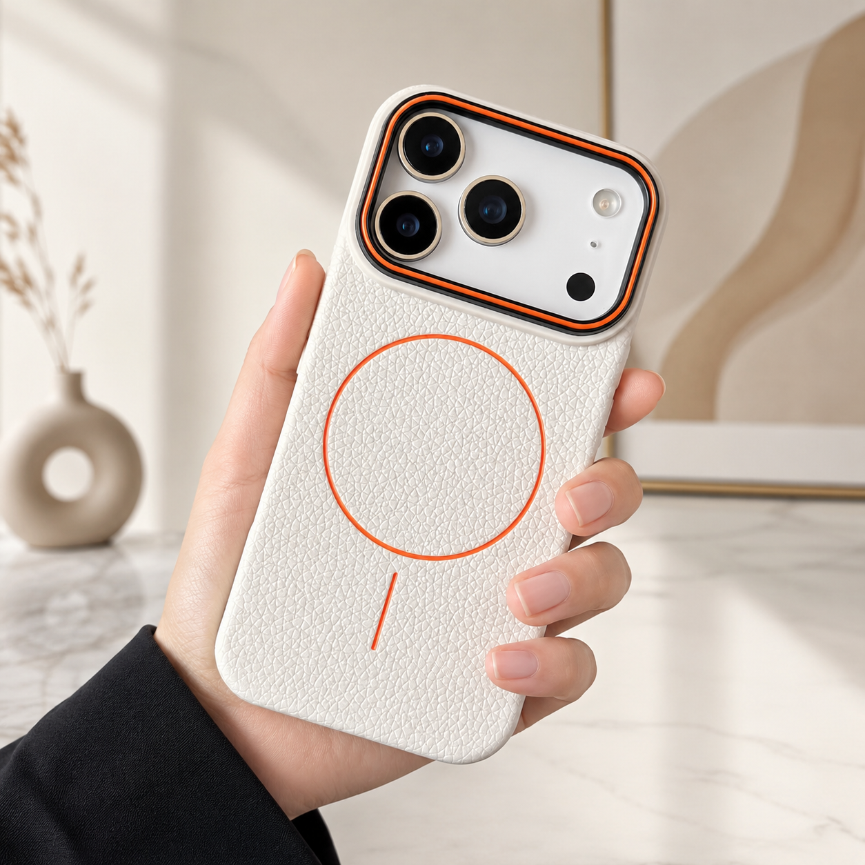 P086 Funda Iphone Simil Cuero Premium Magsafe